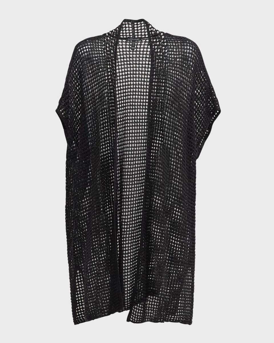 Open-Knit Dolman-Sleeve Cardigan